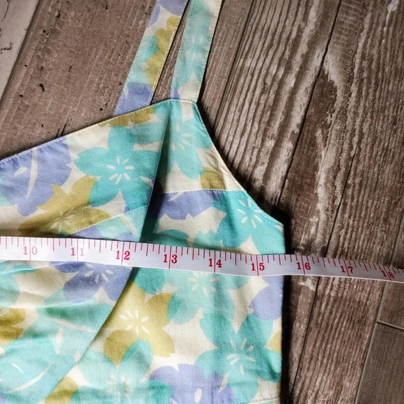 Eddie Bauer Blue Green and Cream Floral Vintage Sundress Size 4 - Picture 6 of 12